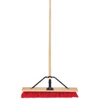 Push Broom with Braced Handle, 24", Medium, PVC Bristles Action Paper