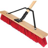 Push Broom with Braced Handle, 24", Medium, PVC Bristles Action Paper
