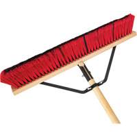 Push Broom with Braced Handle, 24", Medium, PVC Bristles Action Paper