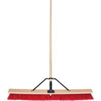 Push Broom with Braced Handle, 36", Medium, PVC Bristles Action Paper