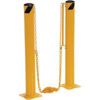 Dock Chain Barrier Bollard System, Steel, 42" H x 6-5/8" W, Yellow Action Paper