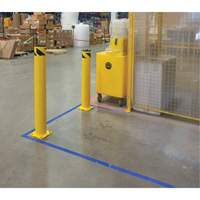Safety Bollard, Steel, 36" H x 5-1/2" W, Yellow Action Paper