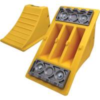 40 Ton Large Equipment Wheel Chock with Aluminum Cleats, Urethane, Yellow Action Paper