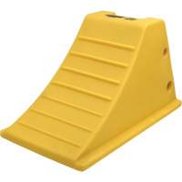 75 Ton Large Equipment Wheel Chock with Grip Pads, Urethane, Yellow Action Paper