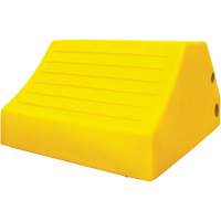 165 Ton Large Equipment Wheel Chock with Handle & Hole, Urethane, Yellow Action Paper