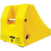 400 Ton Large Equipment Wheel Chock with Handle & Hole, Urethane, Yellow Action Paper