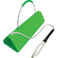 Checkers Safety SafeRay  Aircraft Wheel Chock with Loop Rope Cable Handle, Urethane, Fluorescent Green, 24" W x 8" D x 6" H Action Paper