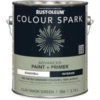 Colour Spark Interior Pre-Tinted Paint + Primer Wall Paint, Clay Mask Green, Eggshell, 3.78 L, Gallon Action Paper