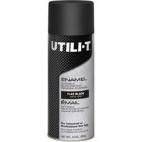 UTILI-T General Purpose Enamel Spray Paint, Black, Flat, 10 oz./283 g, Aerosol Can Action Paper