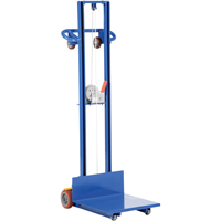Platform Lift Stacker, Hand Winch Operated, 400 lbs. Capacity, 58" Max Lift Action Paper