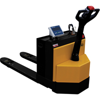 Fully Powered Electric Pallet Truck With  Scale, 4500 lbs. Cap., 48" L x 30.25" W Action Paper
