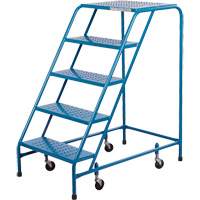 CSA-Certified Rolling Step Ladder, 5 Steps, 22" Step Width, 46" Platform Height, Steel Action Paper
