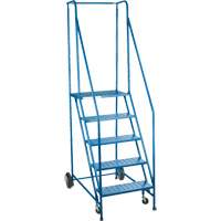 CSA-Certified Rolling Step Ladder, 5 Steps, 22" Step Width, 46" Platform Height, Steel Action Paper