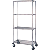 Wire Shelf Cart, Chrome Plated, 18" x 69" x 36", 800 lbs. Capacity Action Paper