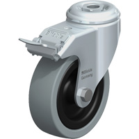 Light-Duty Caster, Swivel with Brake, 4" (101.6 mm), Solid Rubber, 242 lbs. (110 kg.) Action Paper