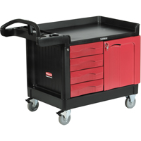 Trademaster Mobile Cabinets & Work Centres, 4 Drawers, 49" L x 26-1/4" W x 38" H, Black Action Paper
