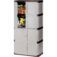 Heavy-Duty Cabinets, Plastic, 3 Shelves, 72" H x 36" W x 18" D, Mica and Charcoal Action Paper