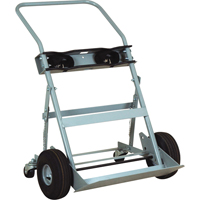 Four-Wheel Cylinder Hand Trucks, Pneumatic Wheels, 28" W x 6" L Base, 1000 lbs. Action Paper