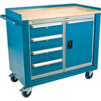 Industrial Duty Mobile Service Workbenches, Wood Surface Action Paper