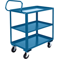 Chariot ergonomique &agrave; tablettes, 800 lb Capacit&eacute;, Acier, 26" la x 37" ha x 38" p, Bordure vers le haut Action Paper