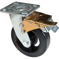Roulette moul&eacute;, Pivotant avec frein, 6" (152,4 mm), Caoutchouc, 550 lb (249 kg) Action Paper