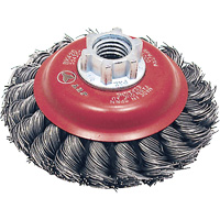BK420T Knot Twisted Conical Brush, 4" Dia., 0.02" Fill, 5/8"-11 Arbor, Steel Action Paper
