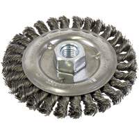 Standard Face Knot Wire Wheel Threaded, 5" Dia., 0.022" Fill, 5/8"-11 Arbor, Steel Action Paper