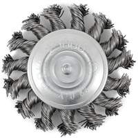 Shaft Mounted Knot Twisted Radial Brush, 3" Dia., 0.02" Fill, 1/4" Arbor, Stainless Steel Action Paper