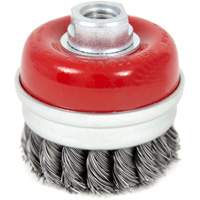High-Performance Knot Banded Cup Brush, 3" Dia. x 5/8"-11 Arbor Action Paper