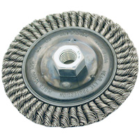 Stringer Bead Brush, 4" Dia., 0.022" Fill, 5/8"-11 Arbor, Steel Action Paper