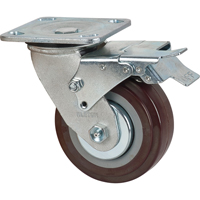 Caster, Swivel with Brake, 5" (127 mm), Polyurethane, 650 lbs. (294 kg.) Action Paper