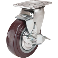 Caster, Swivel with Brake, 6" (152.4 mm), Polyurethane, 850 lbs. (385 kg.) Action Paper