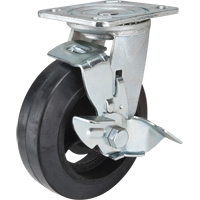 Roulette moul&eacute;, Pivotant avec frein, 6" (152,4 mm), Caoutchouc, 550 lb (249 kg) Action Paper