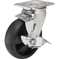 Roulettes haute temp&eacute;rature, Pivotant avec frein, 6" (152,4 mm), Nylon, 880 lb (399 kg) Action Paper