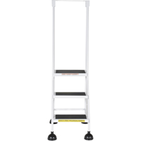 Stop-Step Ladders, 3 Steps, 16" Step Width, 28-11/16" Platform Height, Steel Action Paper