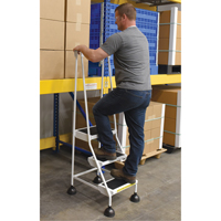 Stop-Step Ladders, 3 Steps, 16" Step Width, 28-11/16" Platform Height, Steel Action Paper