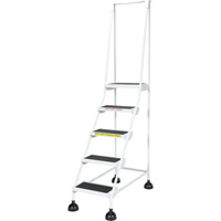 Light-Duty Stop-Step Ladders, 5 Steps, 16" Step Width, 47-11/16" Platform Height, Steel Action Paper