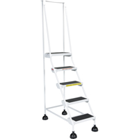 Light-Duty Stop-Step Ladders, 5 Steps, 16" Step Width, 47-11/16" Platform Height, Steel Action Paper