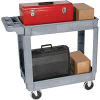Deluxe Utility Cart, 2 Tiers, 25" x 35-1/2" x 43.5"/43-1/2", 550 lbs. Capacity Action Paper