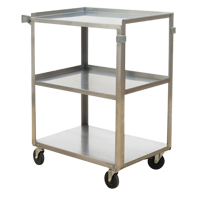 Shelf Carts, 3 Tiers, 15-1/2" W x 32-1/8" H x 24" D, 300 lbs. Capacity MO250 | Action Paper