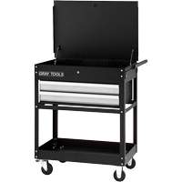 Utility Cart, 2 Drawers, 30-1/4" L x 19" W x 35-3/4" H, Black Action Paper