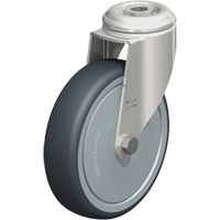 Roulette en &eacute;lastom&egrave;re thermoplastique acier inoxydable, Pivotant, Diam&egrave;tre 5" (127 mm), Capacit&eacute; 265 lb (120 kg) Action Paper
