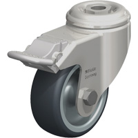 Roulette en &eacute;lastom&egrave;re thermoplastique acier inoxydable, Pivotant avec frein, Diam&egrave;tre 3-1/8" (79,5 mm), Capacit&eacute; 220 lb (100 kg) Action Paper