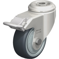 Roulette en &eacute;lastom&egrave;re thermoplastique acier inoxydable, Pivotant avec frein, Diam&egrave;tre 3-1/8" (79,5 mm), Capacit&eacute; 220 lb (100 kg) Action Paper