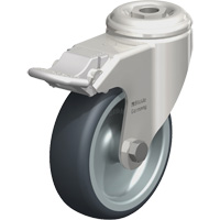 Stainless Steel Thermoplastic Elastomer Caster, Swivel with Brake, 4" (102 mm) Dia., 240 lbs. (108 kg.) Capacity Action Paper