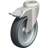 Roulette en &eacute;lastom&egrave;re thermoplastique acier inoxydable, Pivotant avec frein, Diam&egrave;tre 5" (127 mm), Capacit&eacute; 265 lb (120 kg) Action Paper