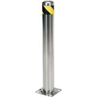 Safety Bollard, Stainless Steel, 36" H x 8" W, Silver Action Paper