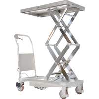 Manual Hydraulic Scissor Lift Table, 35-1/2" L x 20" W, Partial Stainless Steel, 800 lbs. Capacity Action Paper