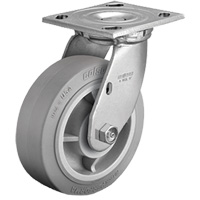 Plate Caster, Swivel, 4" (101.6 mm), Rubber, 225 lbs. (102 kg.) Action Paper