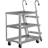 Stockpicker Truck, Aluminum, 21-7/8" W x 40" D, 3 Shelves, 660 lbs. Capacity Action Paper